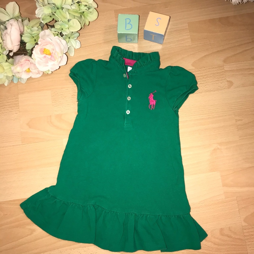 Ralph Lauren Green Polo Dress with Pink Pony
